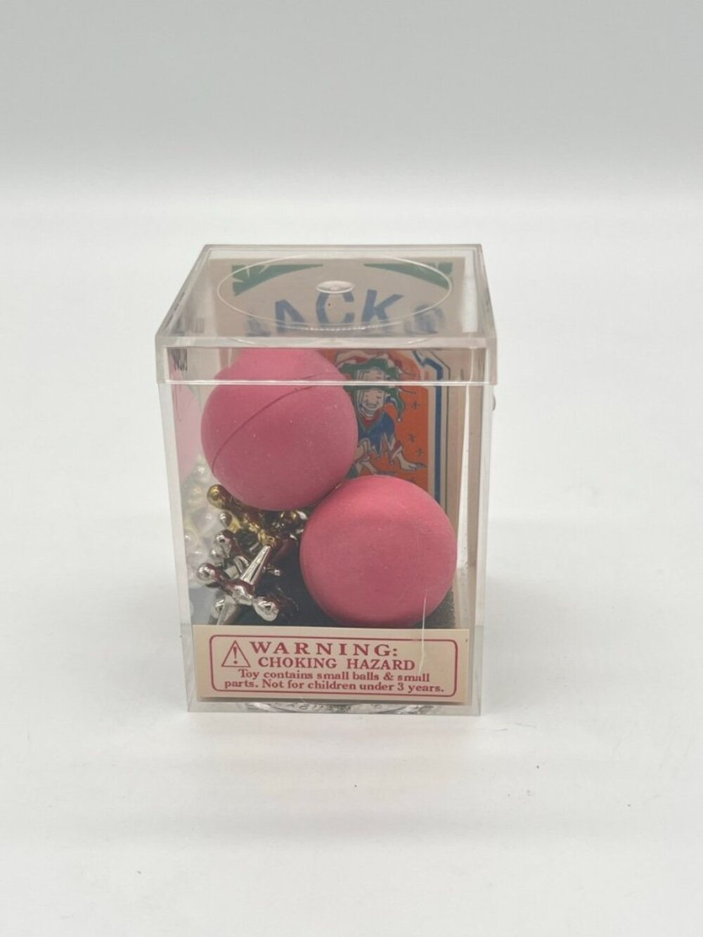 Vintage 1994 Jacks Game Set 10 Metal Jacks 2 Pink Balls